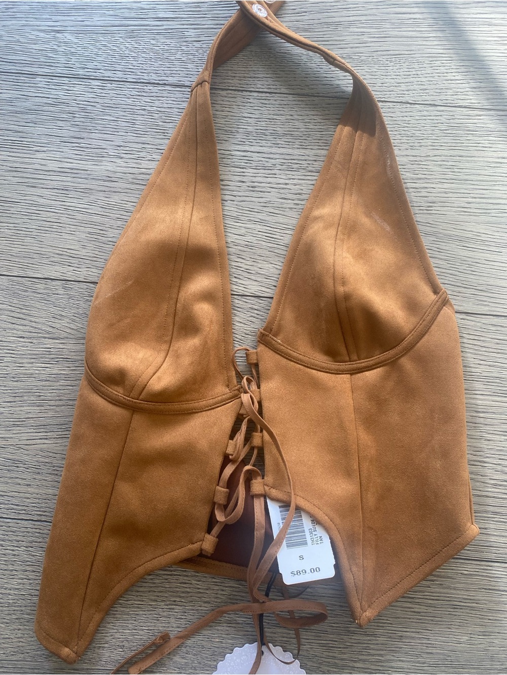 Women’s Suede Halter Vest Bag in Tan new